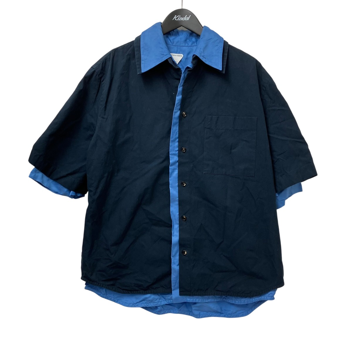 【中古】BOTTEGA VENETA レイヤードシャツ 750014 V3E40 米国海軍 大きさ：46 【220526】（ボッテガヴェネタ）