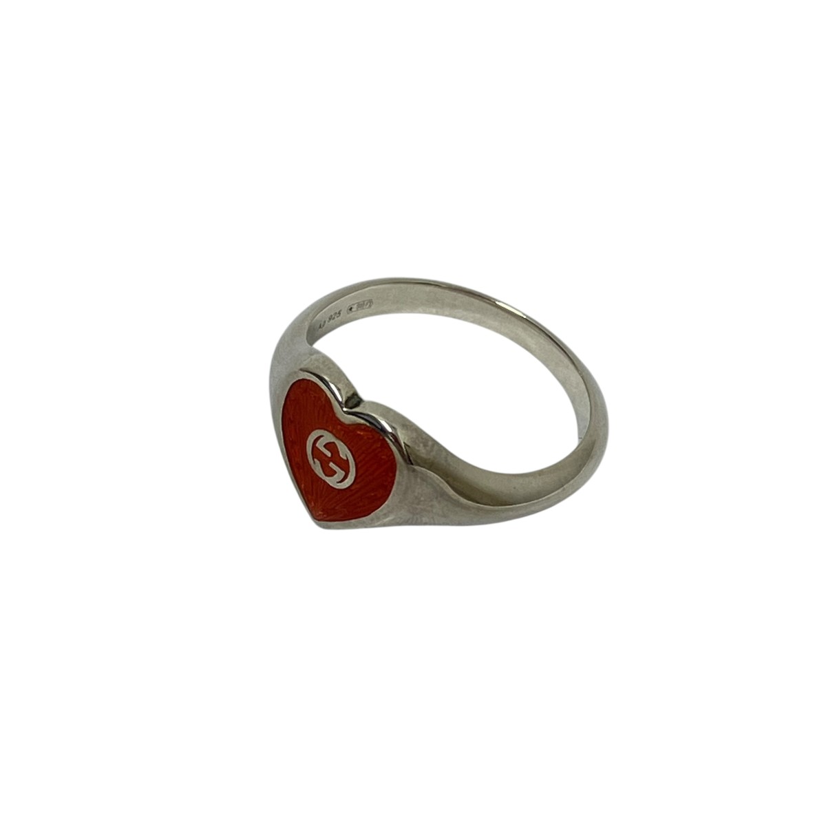 【中古】GUCCI 輪っか しろがね色×赤いこと 大きさ：15号 【220526】（グッチ）