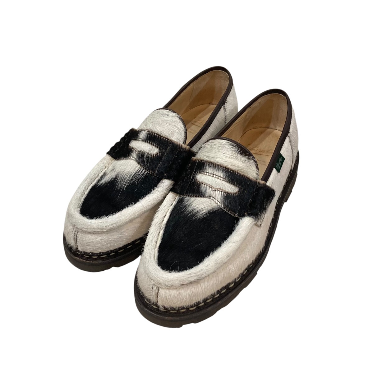 【中古】PARABOOT コインローファー 白いこと×黒いこと 大きさ：6 1/2 【220526】（パラブーツ）