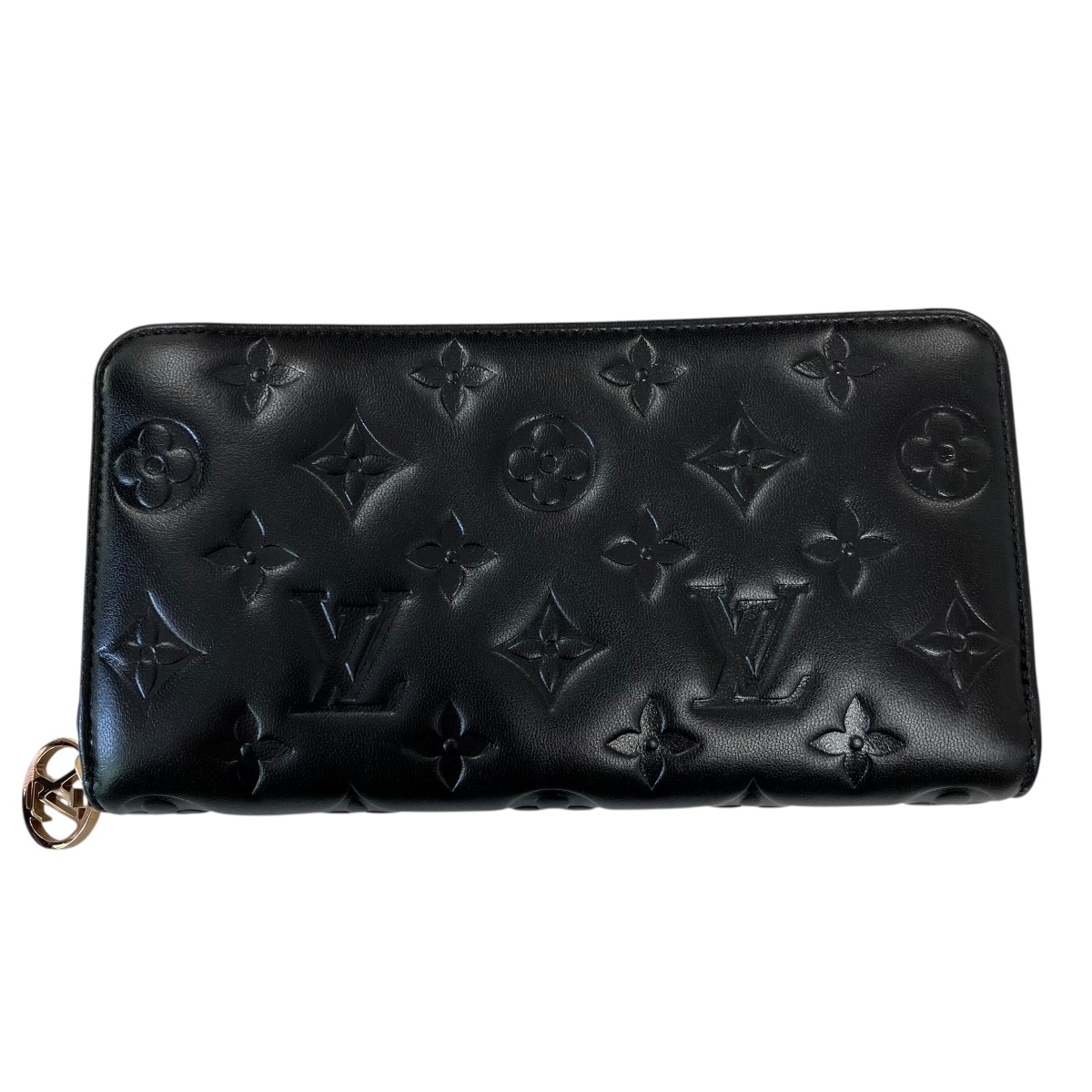 【中古】LOUIS VUITTON ジッピー・ウォレット エン元締め モノグラム  長紙入れ 黒いこと 【220526】（ルイヴィトン）