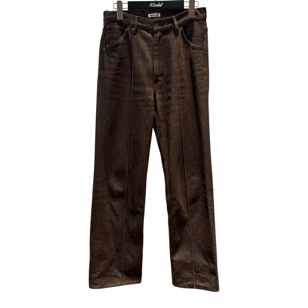 【中古】AURALEE 21AW HARDTWIST DENIM PINTUCK PANTS デニムパンツ A21AP06DM ブラウン サイズ:1 【220526】(オーラリー)|ブランド古着のカインドオル