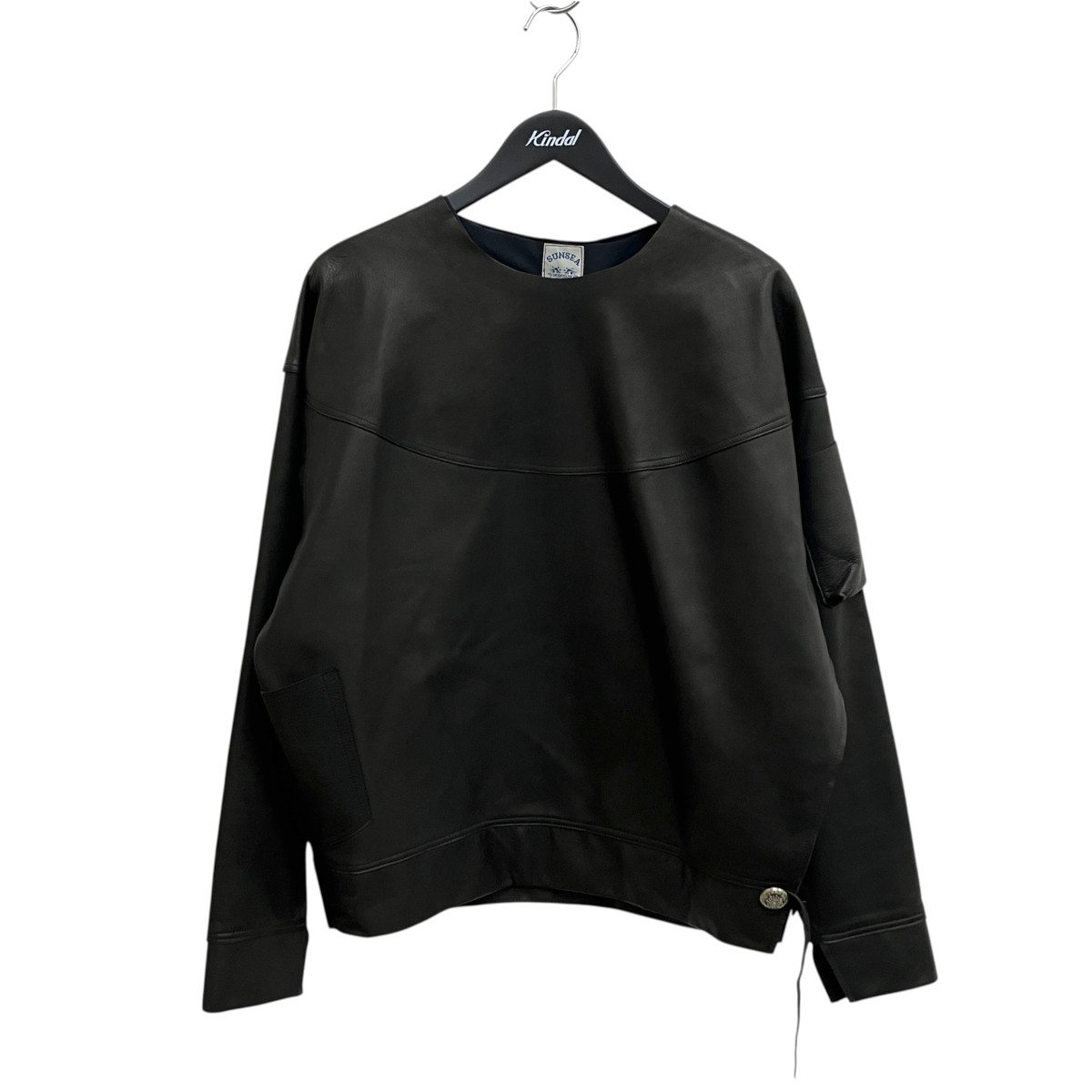 【中古】SUNSEA LEATHER SWEATSHIRT レザースウェット 22A25 黒いこと 大きさ：3 【230526】（サンシー）