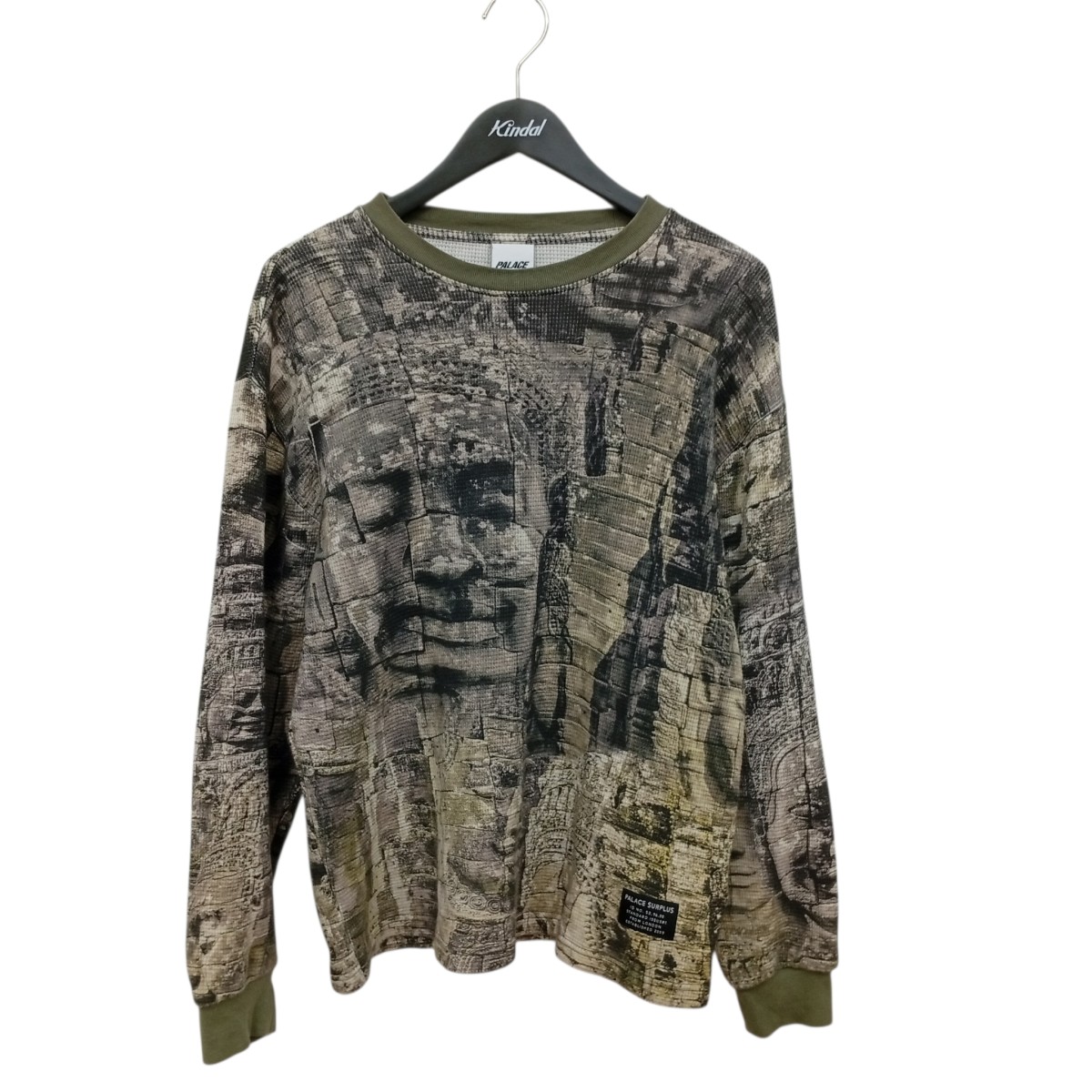 【中古】PALACE 25SS 2-TONE LONGSLEEVE 総柄 ロングスリーブカットソー 緑であること 大いさ：S 【230526】（九重の天）