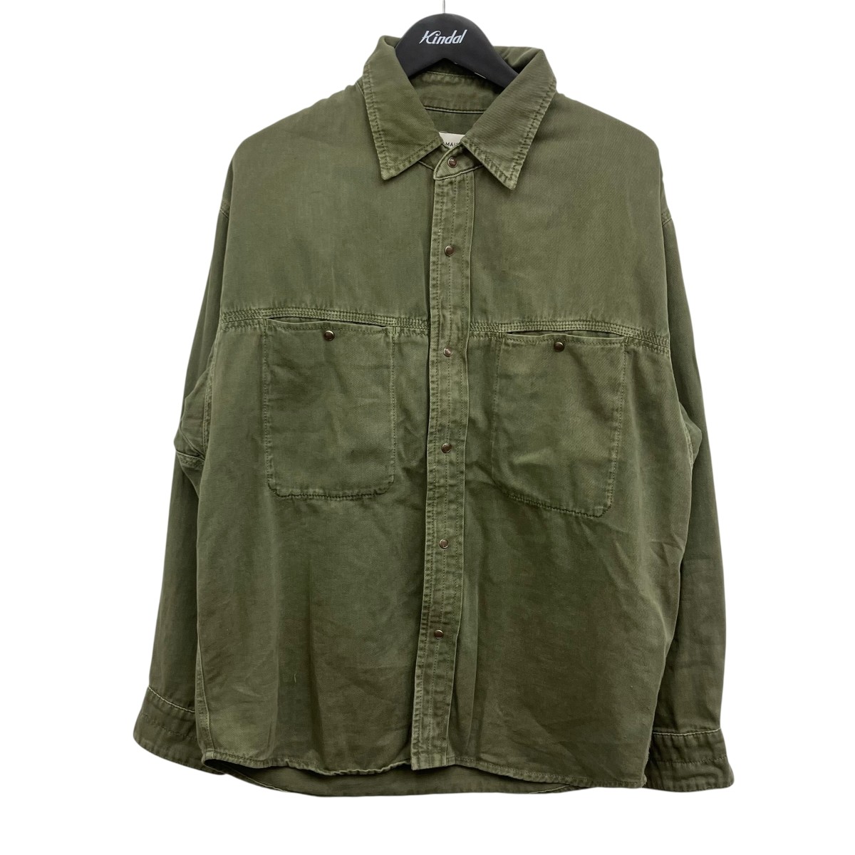 【中古】LEMAIRE スナップデニムシャツ カーキ 大きさ：44 【230526】（ルメール）