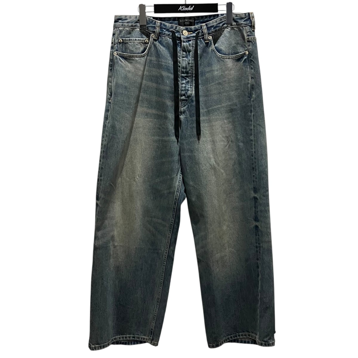 【中古】BALENCIAGA 【Drawstring Baggy Jeans】 不都合製作バギーデニムパンツ 786643 インディゴ 大きさ：XXS 【230526】（バレンシアガ）