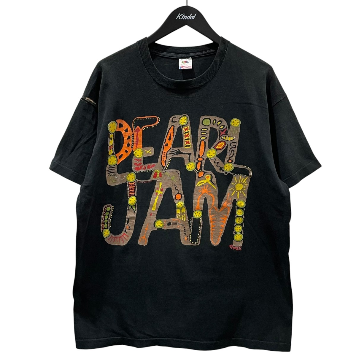 【中古】FRUIT OF THE LOOM 刷り上げるプルオーバー PEARL JAM music for rhinos パール ジャム 笛竹 四分子 ライノス 黒いこと 大きさ：XL 【230526】（フルーツオブザルーム）