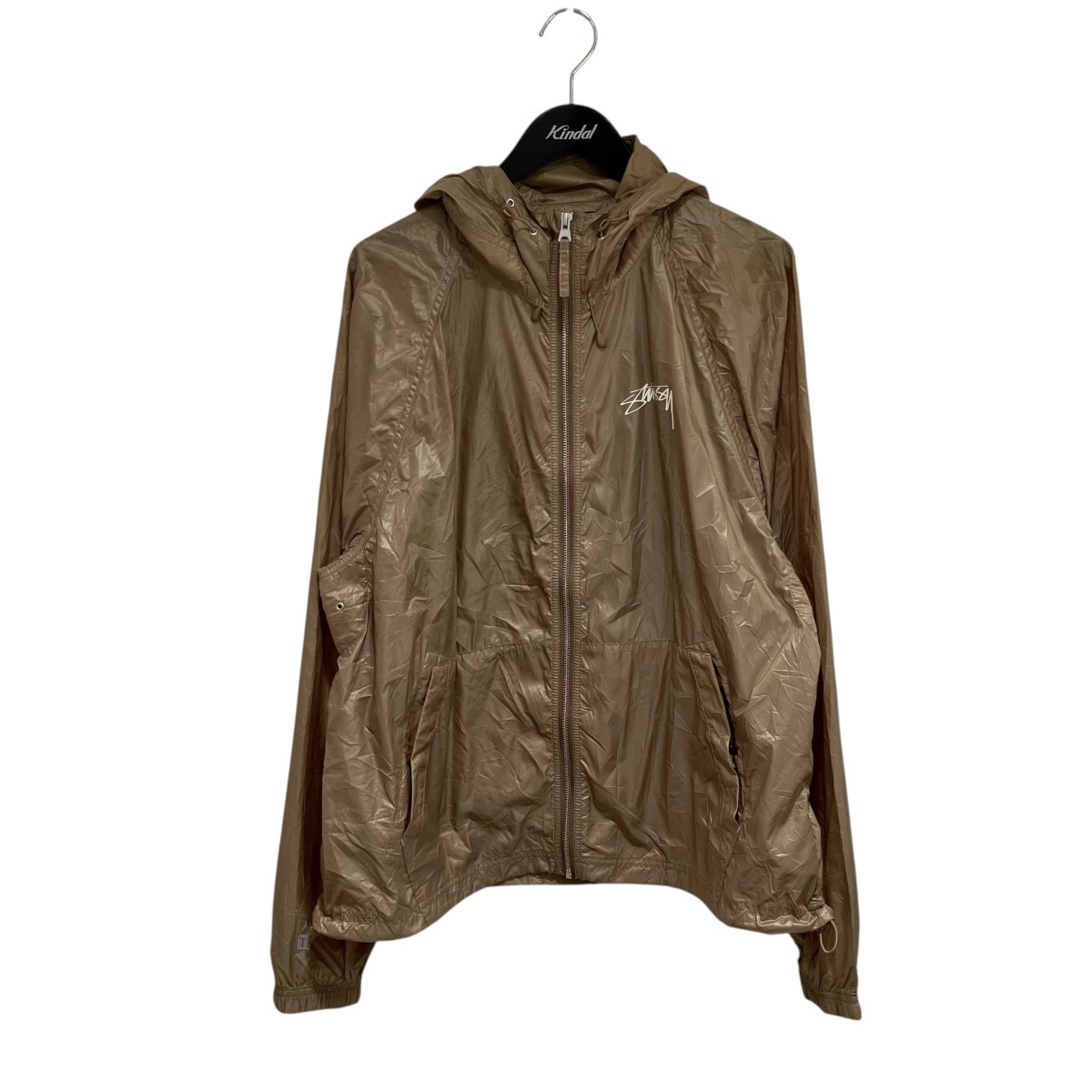 【中古】stussy 24SS BEACH SHELL WRINKLED NYLON ナイロン上衣 115746 ベージュ 大きさ：M 【230526】（ステューシー）