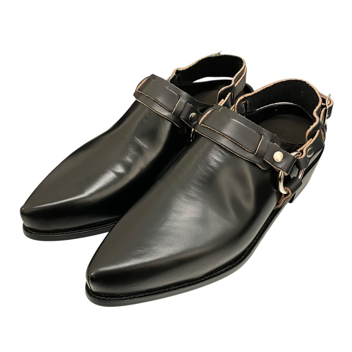 【中古】ORIMI 【 POINTY MULE】 レザーミュール S26602 黒いこと 大いさ：42 【230526】（オリミ）