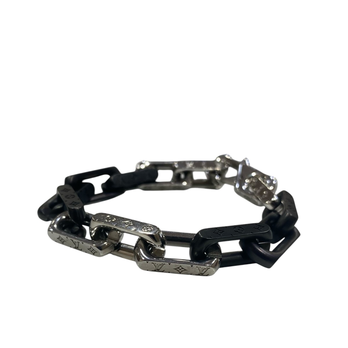 【中古】LOUIS VUITTON 腕輪･モノグラム チェーン店 M00686 しろがね色×黒いこと 大いさ：M 【230526】（ルイヴィトン）