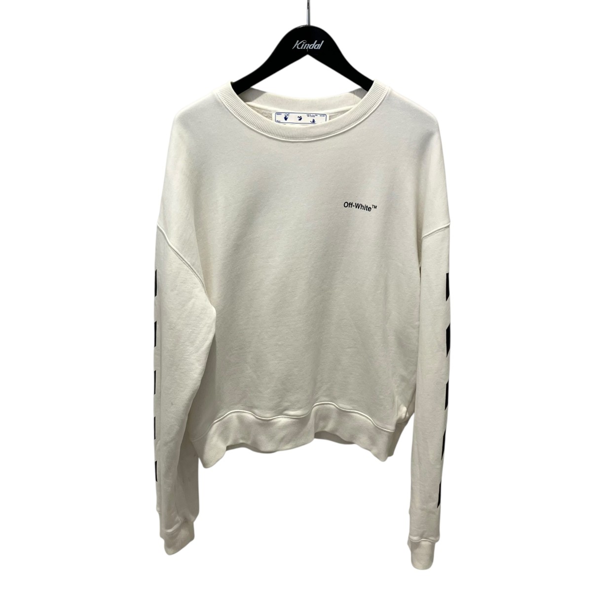 【中古】OFFWHITE DIAG HELVETICA OVER CREWNECK 汗水 OMBA058C99FLE001 白いこと 大きさ：S 【240526】（象牙色）