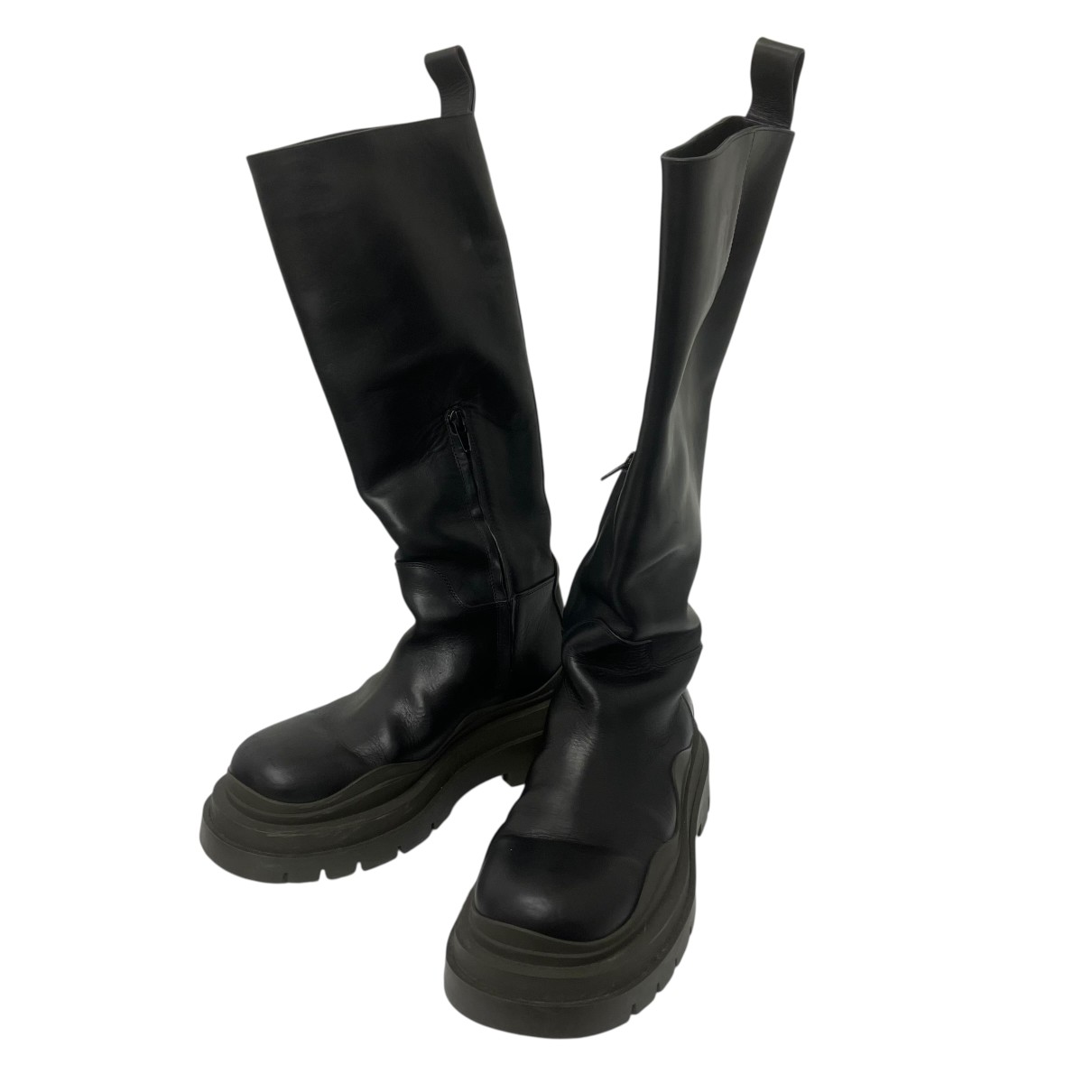 【中古】BOTTEGA VENETA タイヤチェルシーロングブーツ 黒いこと 大きさ：37(23.5珊) 【240526】（ボッテガヴェネタ）