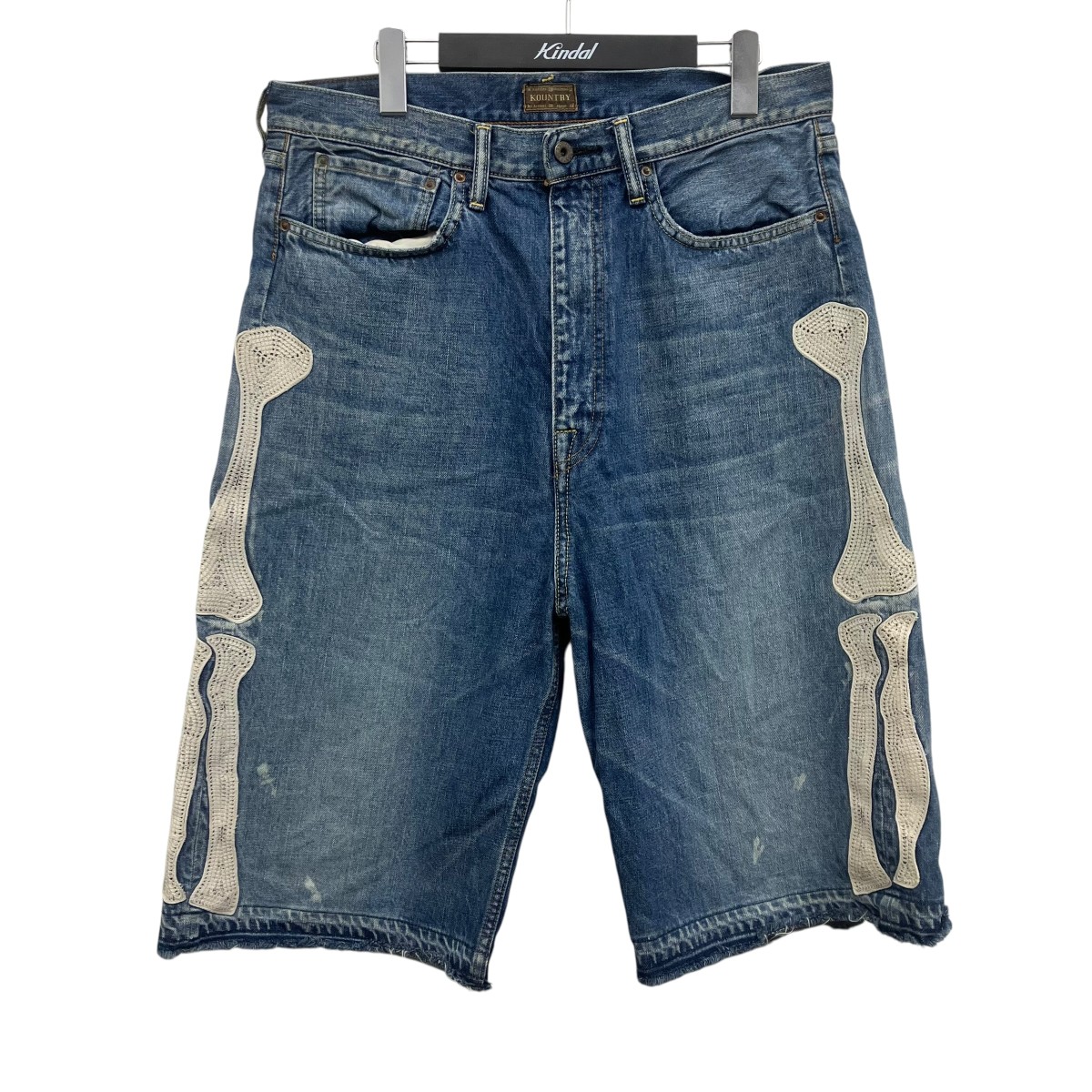 【中古】KAPITAL BONE Denim half pants デニムボーンハーフパンツ インディゴ 大きさ：36 【240526】（かしら文字）