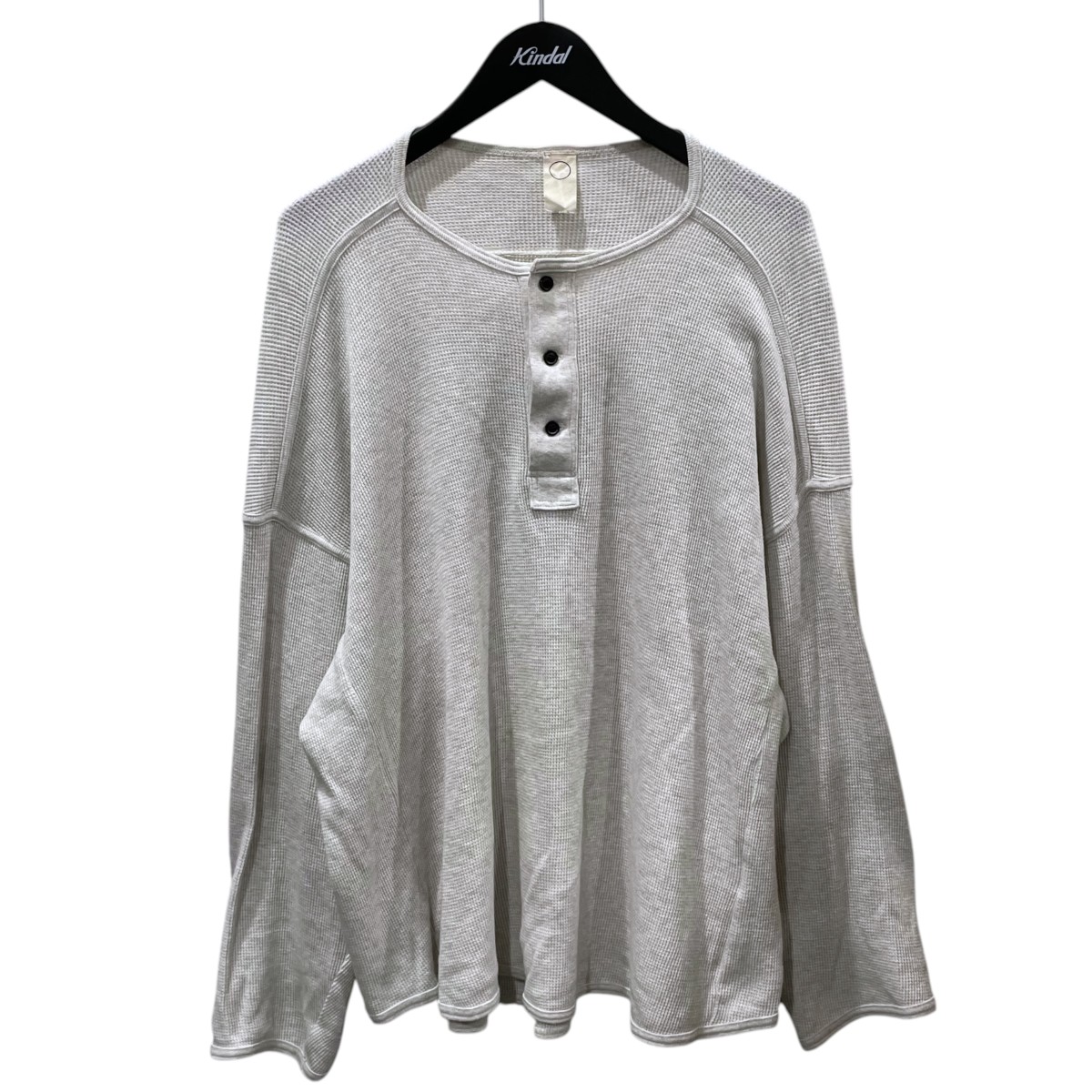 【中古】O project ヘンリーネックワッフル長袖カットソー LONG SLEEVE HENLEY ロングスリーブヘンリー オートミール 大いさ：S 【250526】（オー事業計画）