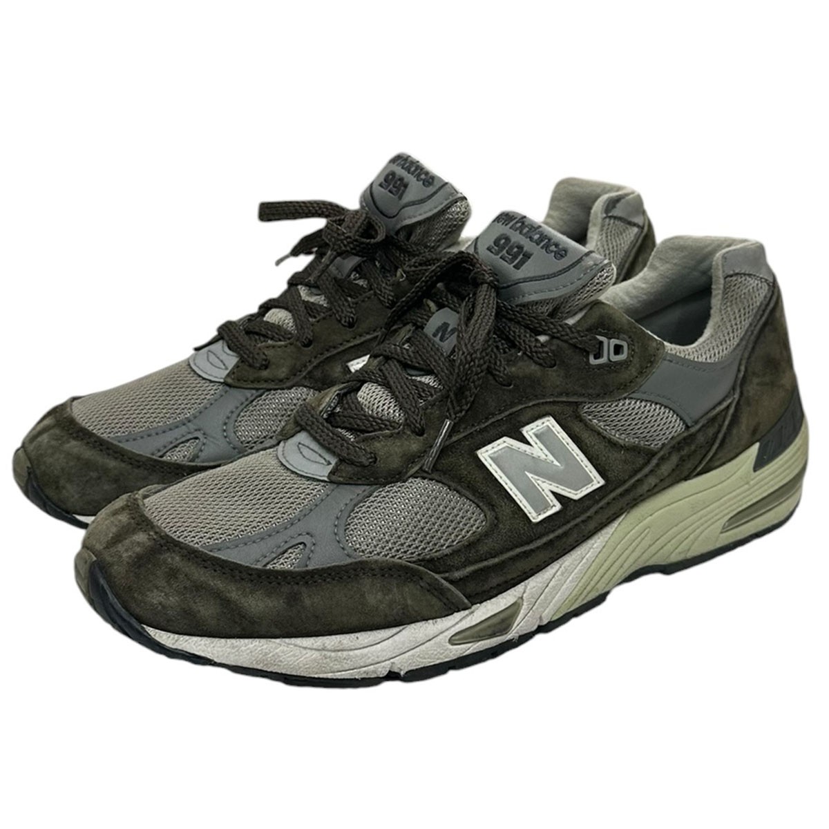 【中古】NEW BALANCE M991OLG スニーカー 暗然たる緑であること 大きさ：US10 【240526】（ニュー平衡にする）
