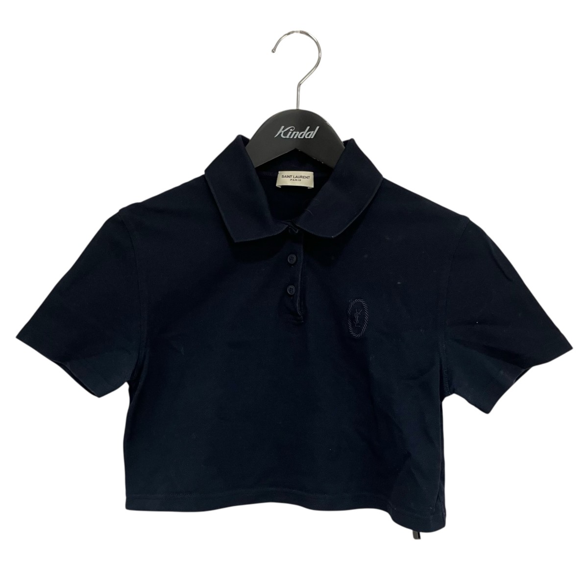 【中古】Saint Laurent Paris Cropped Polo Shirt 半袖スポーツシャツ 686218 米国海軍 大いさ：S 【240526】（サンローランパリ）