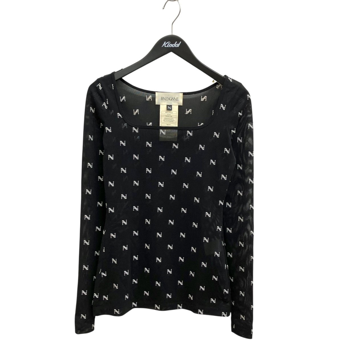 【中古】HAENGNAE 長袖カットソー 1222010602 黒いこと×白いこと 大きさ：Free 【250526】（ヘンネ）