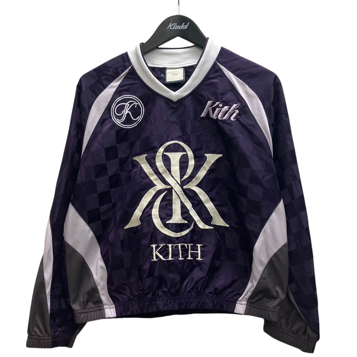 【中古】KITH Checkered Satin Dayton Combo Pullover 取り組みプルオーバー パープル 大きさ：XS 【250526】（口吸い）