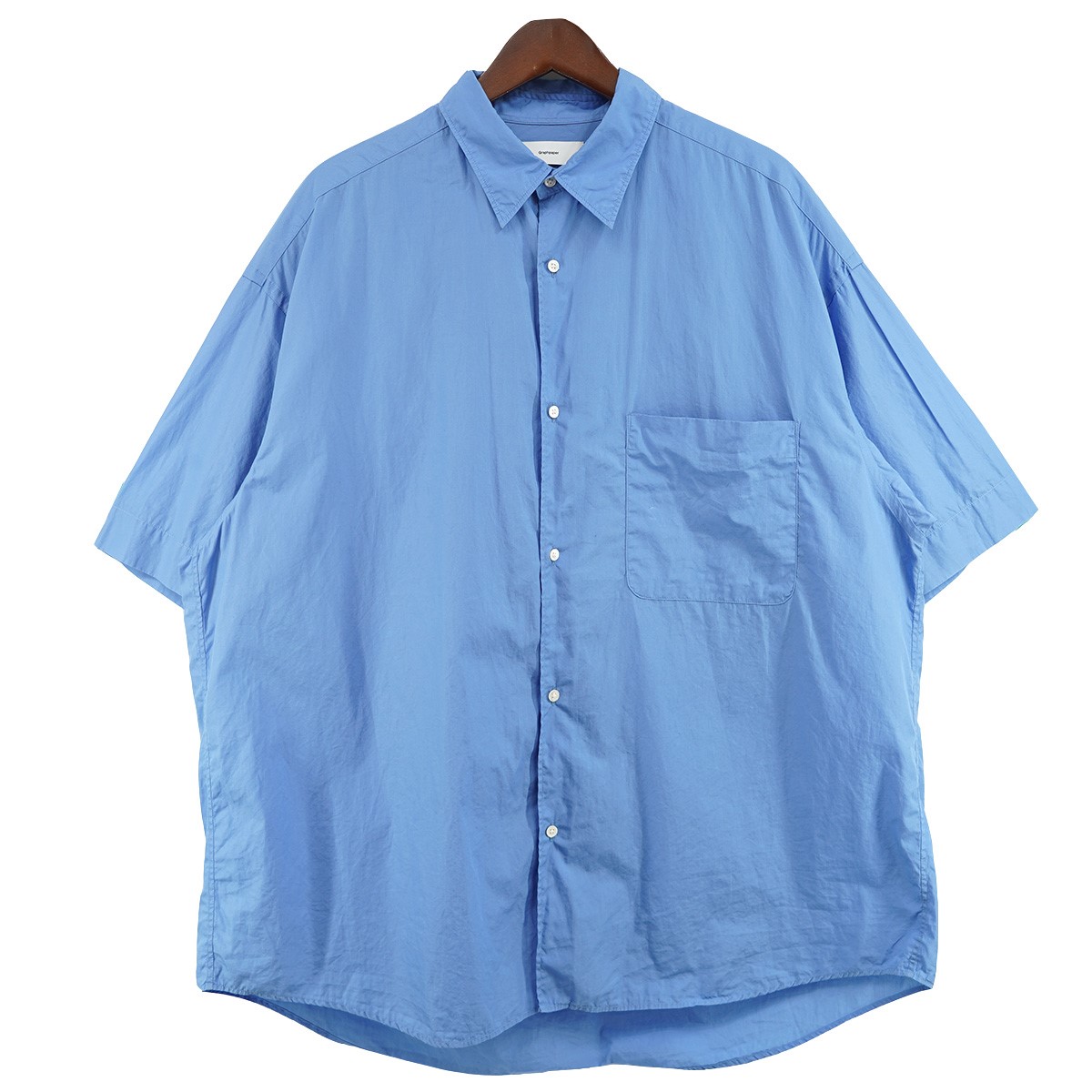 【中古】Graphpaper Broad S／S Oversized Regular Collar Shirt ブロード 厚地の外套大きさ レギュラー色合い 半袖プルオーバー サキソフォン 大きさ：Free 【250526】（グラフ記録調査報告）