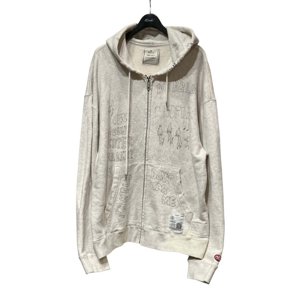 【中古】Maison MIHARA YASUHIRO ジップパーカー J13PK721 象牙色 大きさ：48 【250526】（メゾンミハラヤスヒロ）
