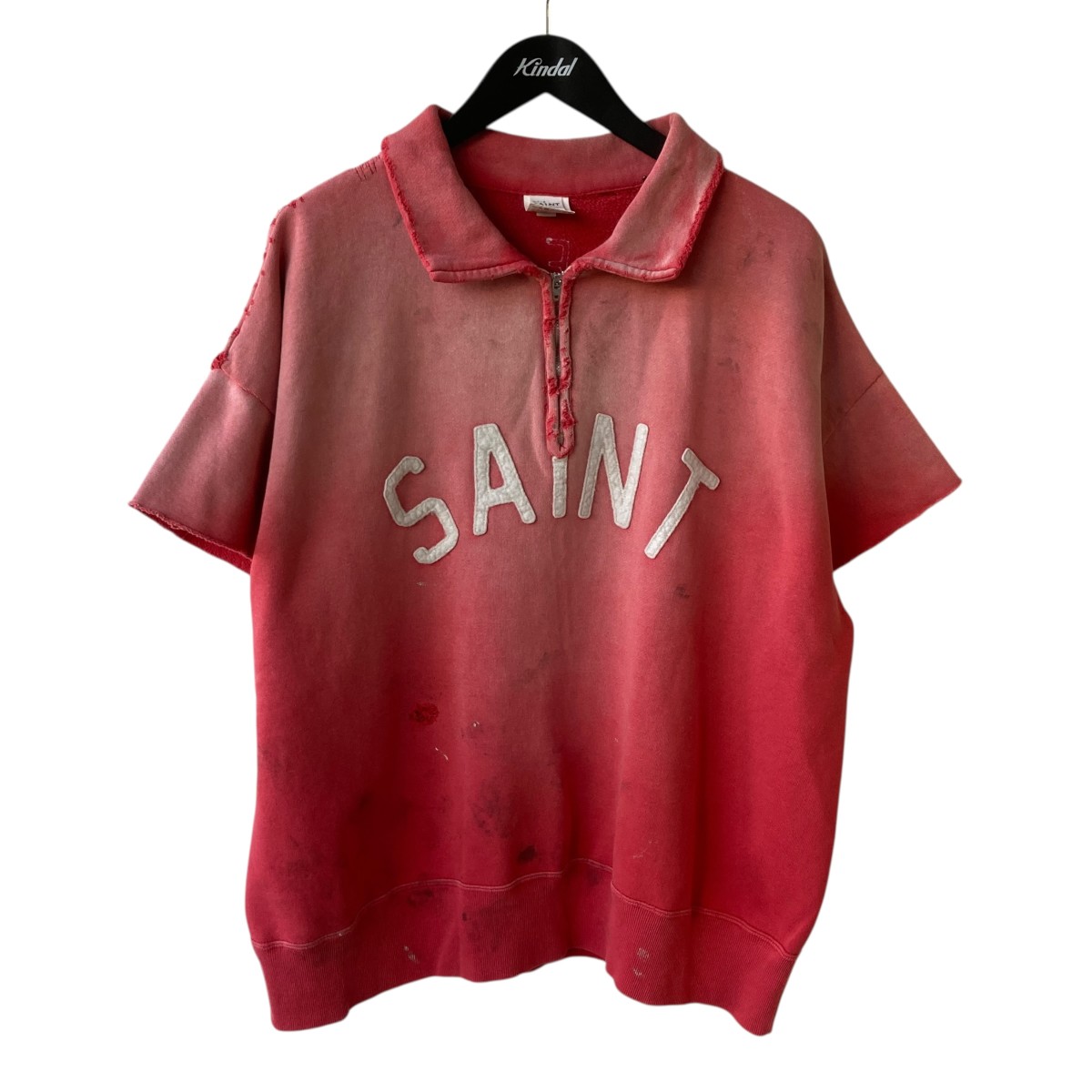 【中古】SAINT MICHAEL 26SS SAINT HALF ZIP SWEAT ハーフジップシャツ SM-MK8-0000-053 赤いこと 大いさ：L 【260526】（仙マイケル）