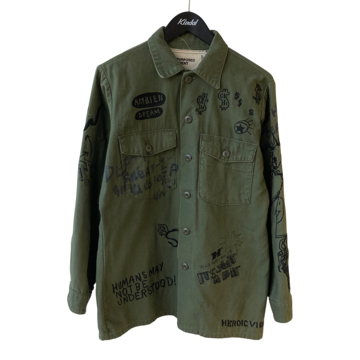 【中古】R13 REPURPOSED SHIRT WITH EMBROIDERY ミリタリープルオーバー R13W2073-03 緑であること 大きさ：os 【260526】（アールサーティーン）