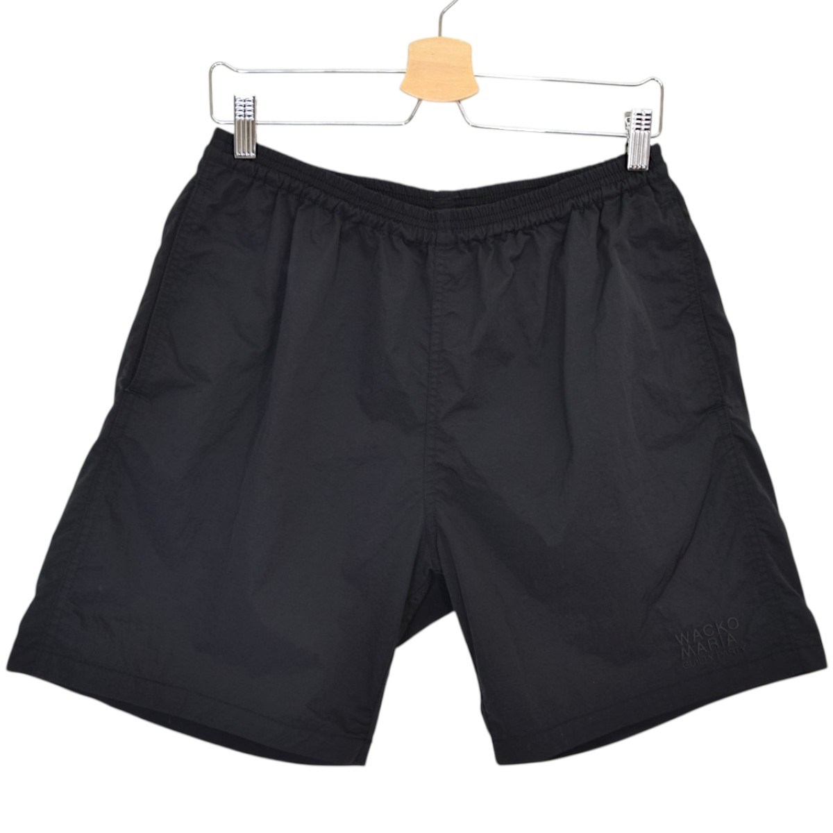 【中古】WACKO MARIA BOARD SHORTS ロゴタイプ刺しゅう 遊撃手ズボン下 2025SS 黒いこと 大きさ：XL 【250526】（ワコマリア）