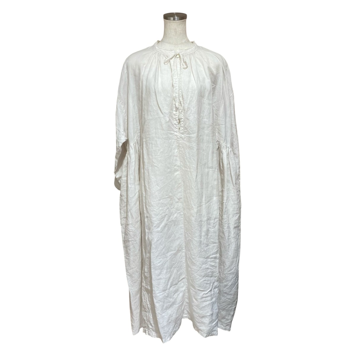 【中古】nest Robe 24AW リネンリボンレーススモックワンピース 01244-1167 象牙色 大きさ：F 【250526】（ネスト衣裳）