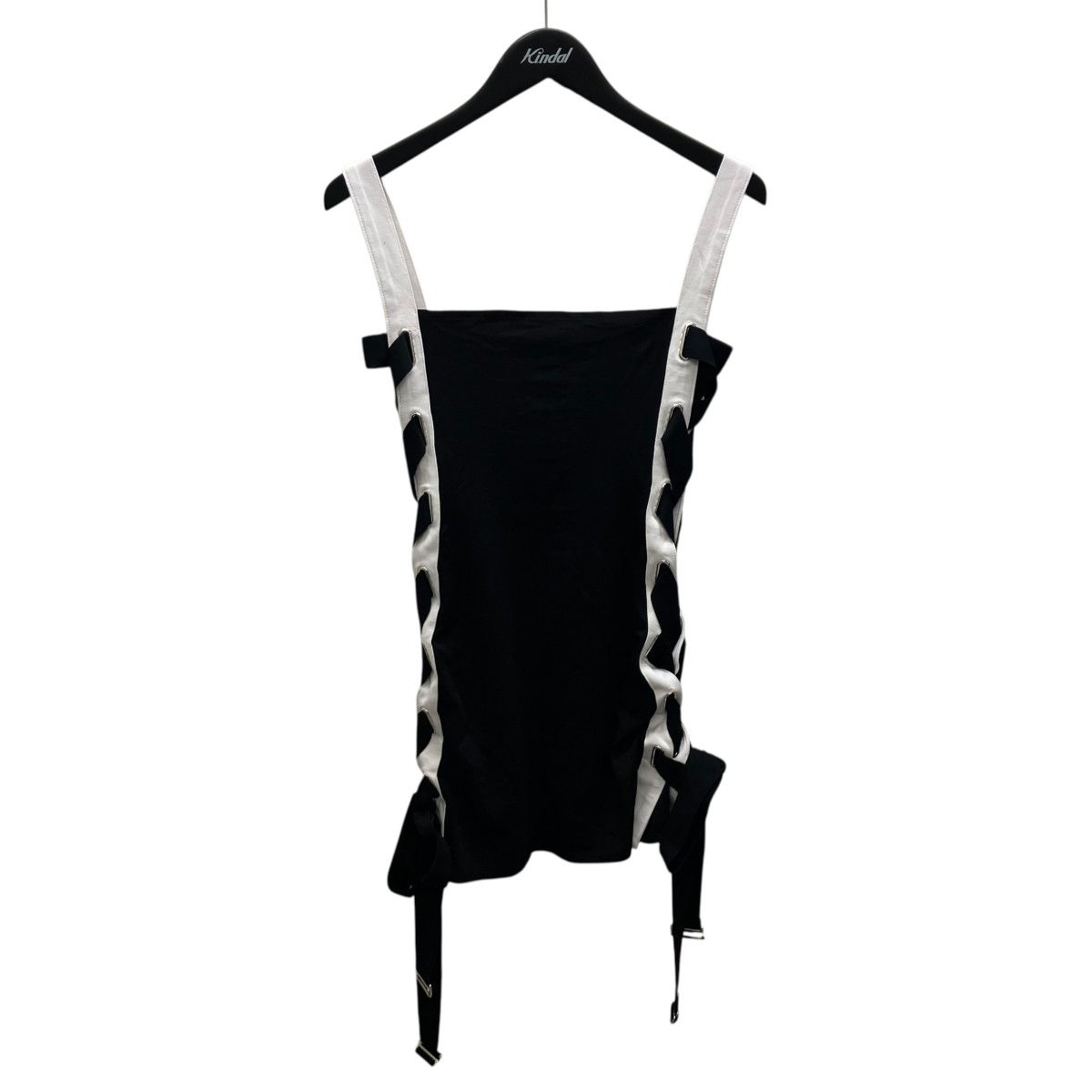 【中古】THE RED THREAD S contrast jersey dress mini ノースリーブ衣裳 黒いこと×白いこと 大いさ：Free 【260526】（ザレッドスレッド）