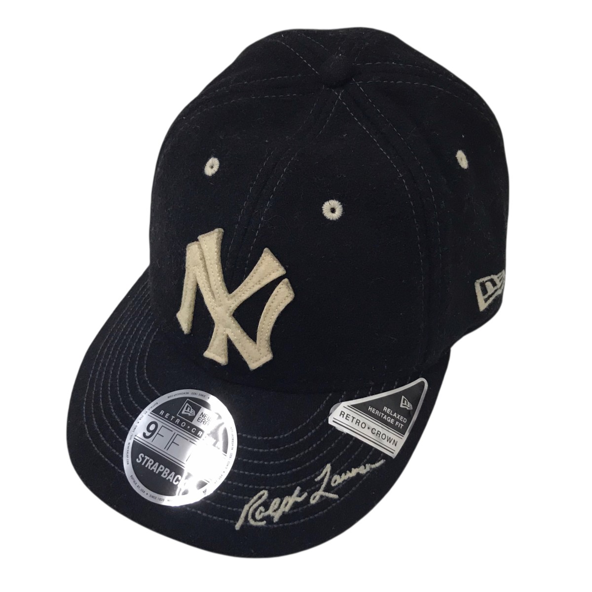 【中古】New Era&times;RALPH LAUREN&times;new york yankees　ウールロゴキャップヤンキース ブラック 【260526】（ニューエラ&times;ラルフローレン）｜ブランド古着のカインドオル