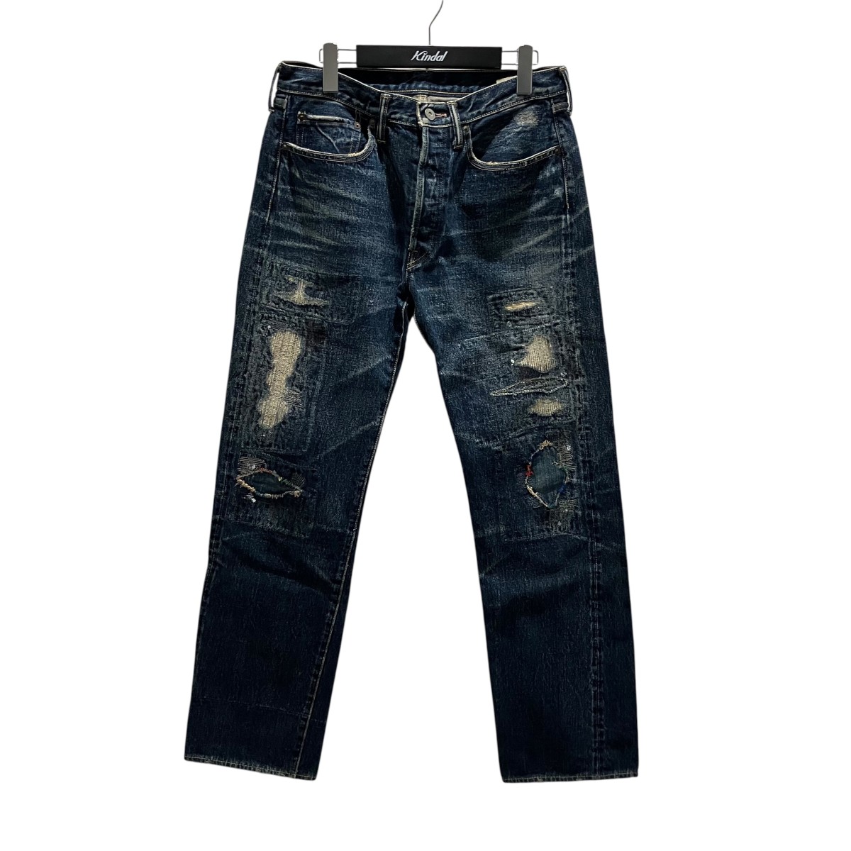 【中古】KAPITAL　ダメージデニムパンツ インディゴ サイズ：34 【260526】（キャピタル）｜ブランド古着のカインドオル