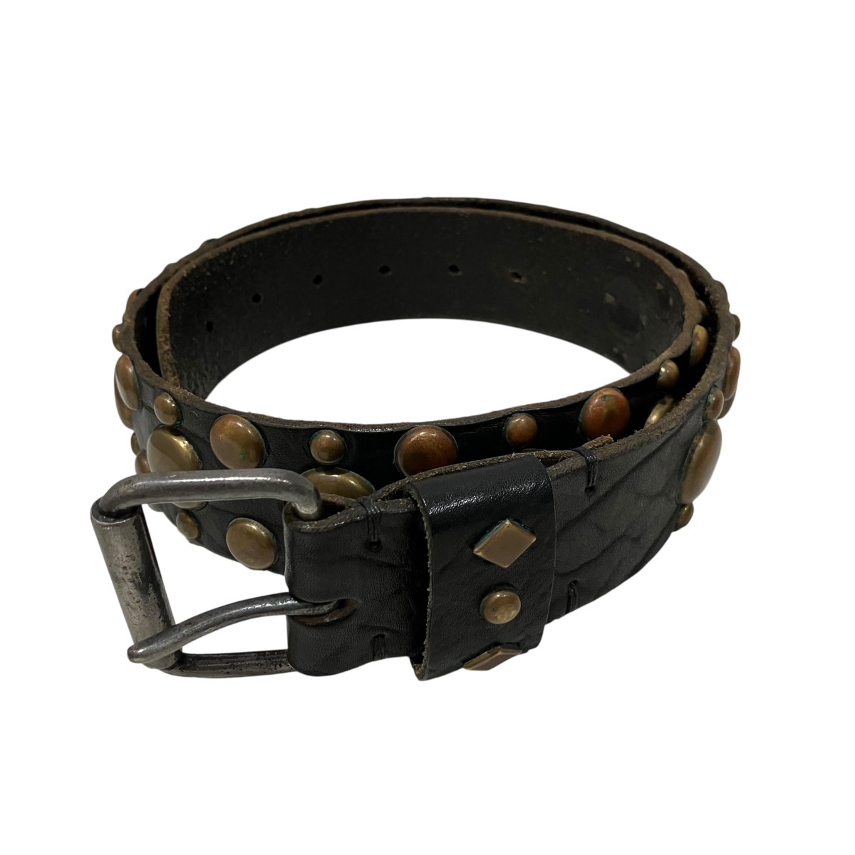 【中古】ROYAL FLASH レザースタッズベルト 黒いこと 【260526】（）