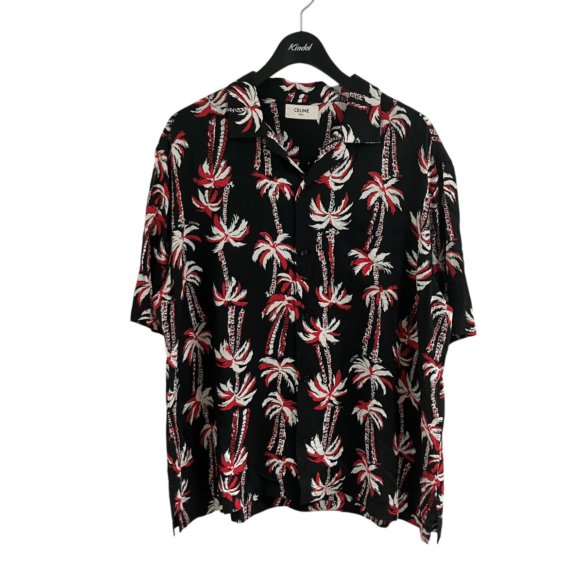 【中古】CELINE 総柄アロハシャツ 黒いこと×赤いこと 大きさ：41 【260526】（セリーヌ）