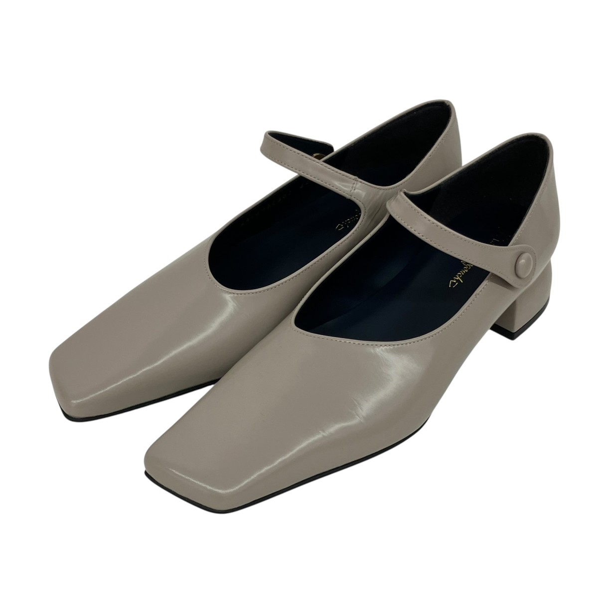 【中古】mame kurogouchi Square Toe In-Step Strap Heels スクエアトゥサンダル MM24FW-AC307 薄墨色 大きさ：22.5糎 【260526】（マメクロゴウチ）