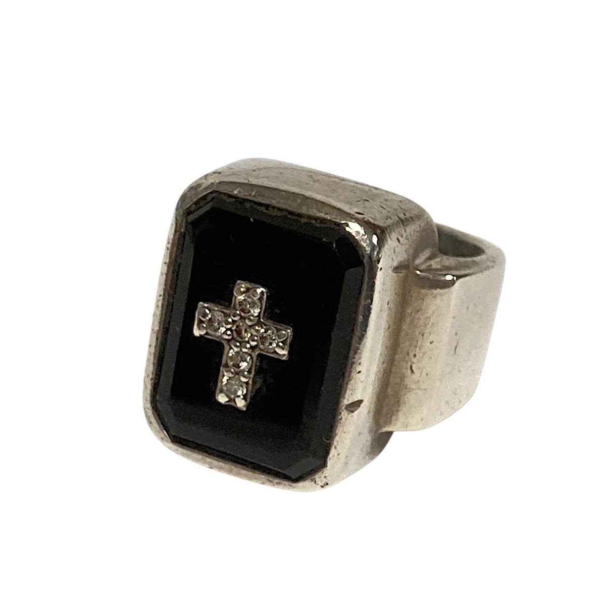【中古】JUSTIN DAVIS オニキス 輪っか しろがね色×黒いこと 大きさ：15号 【270526】（ジャスティンデイビス）