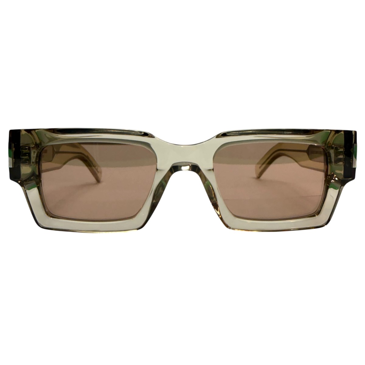 【中古】Saint Laurent Paris スクエアフレームサングラス 日本製 ／黒眼鏡 ／SL572006 せつ然たる黄色×赤銅色 大きさ：50□22-145 【260526】（サンローランパリ）