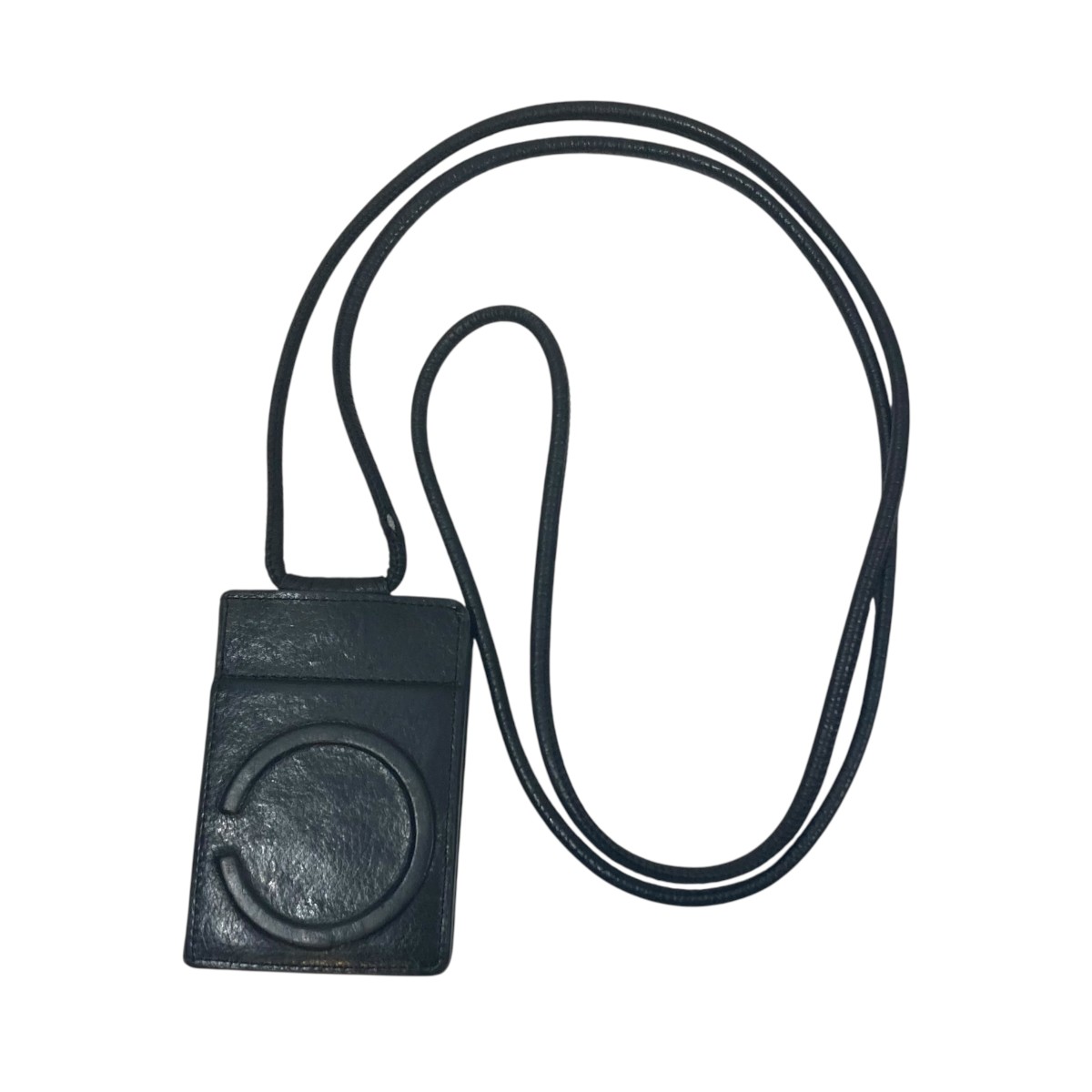 【中古】Objects インチ Mirror レザーストラップ付歌留多容れもの 通行手形容れもの 黒いこと 【270526】（オブジェクツインミラー）