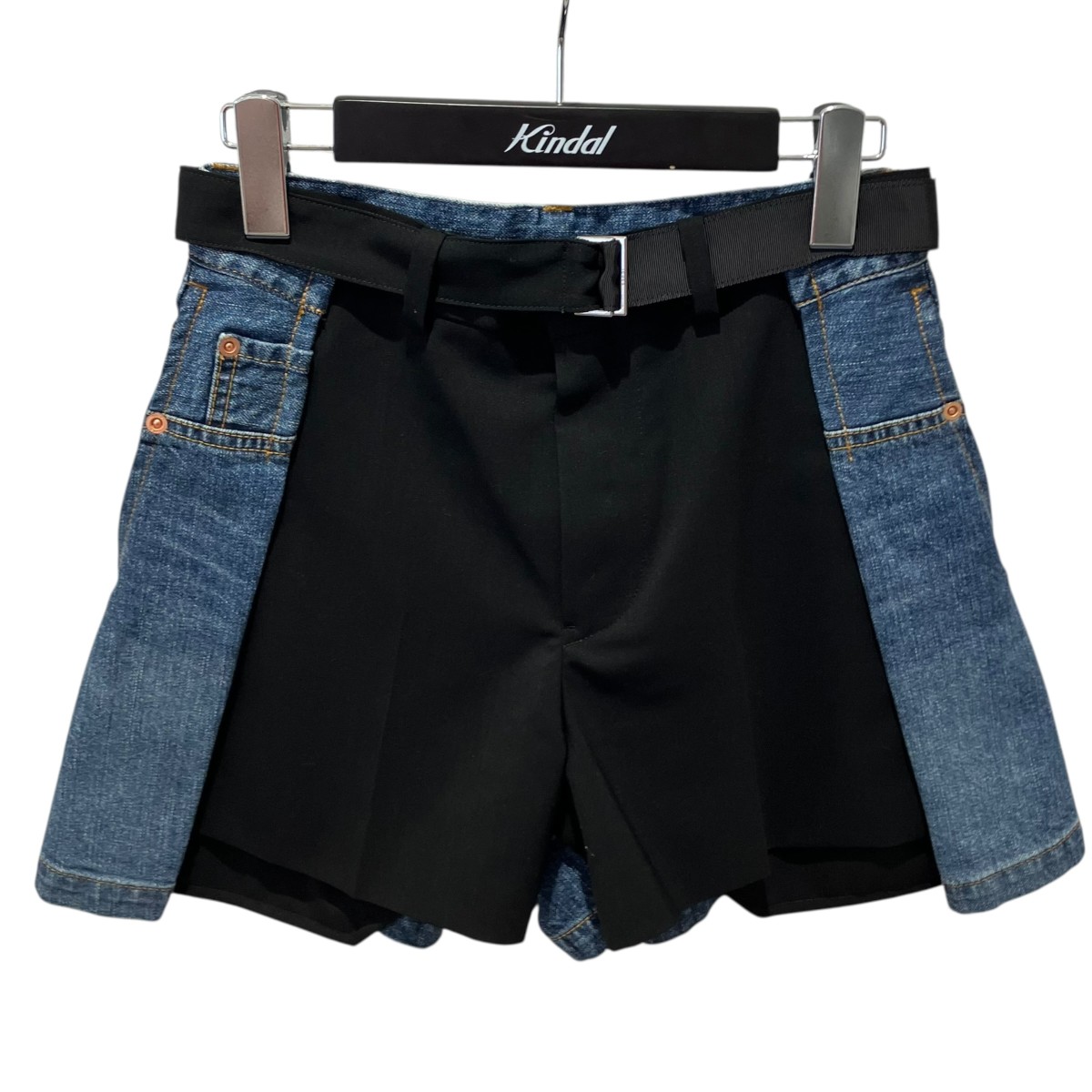 【中古】sacai 26SS Wool Suiting x Denim Shorts 遊撃手ズボン下 26-08435 黒いこと×インディゴ 大きさ：0 【270526】（サカイ）
