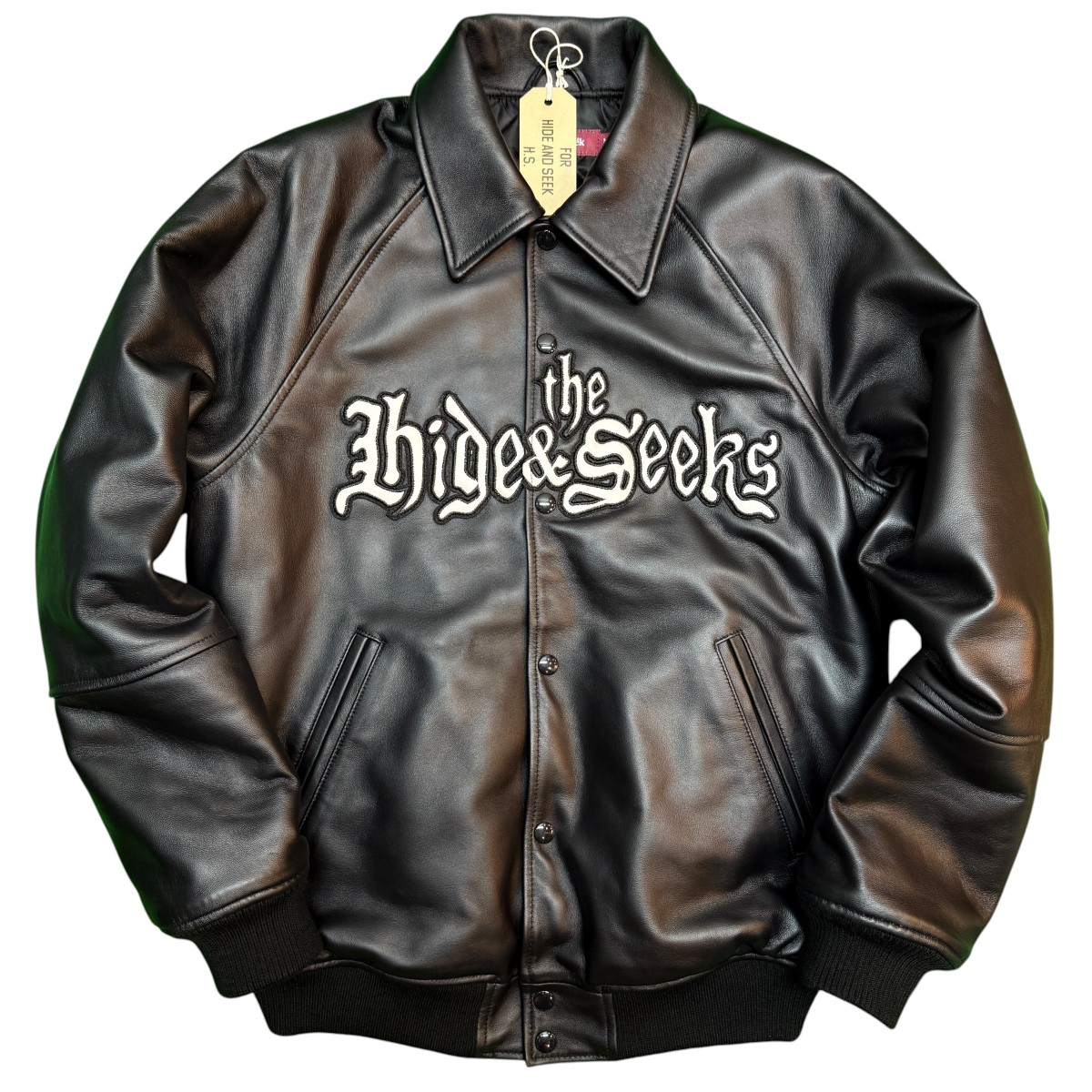 【中古】HIDE AND SEEK×Toru Nishiura 26SS/ Leather Varsity Jacket /レザーバーシティジャケット /H30th-010126 ブラック×ホワイト サイズ:M 【270526】(ハイドアンドシーク×西浦 徹)|ブランド古着のカインドオル