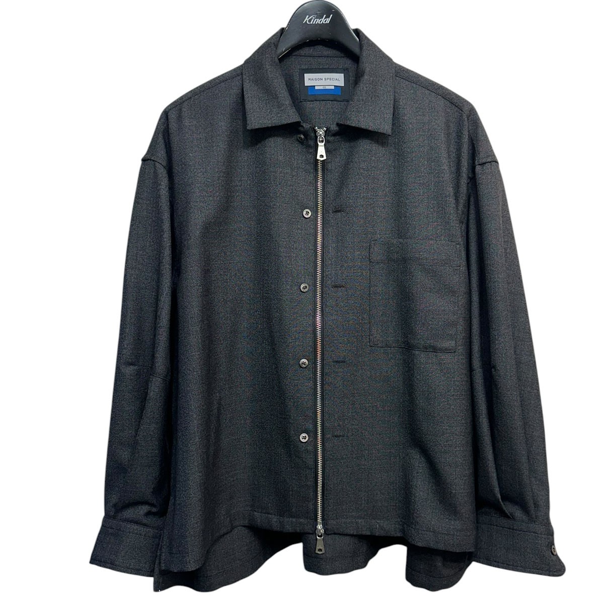 【中古】MAISON SPECIAL 26SS NISHIKAWA KEORI Prime-Over Wool ZIP Shirt ウールジップシャツ 11261311628 濃灰色薄墨色 大きさ：00 【270526】（メゾンスペシャル）