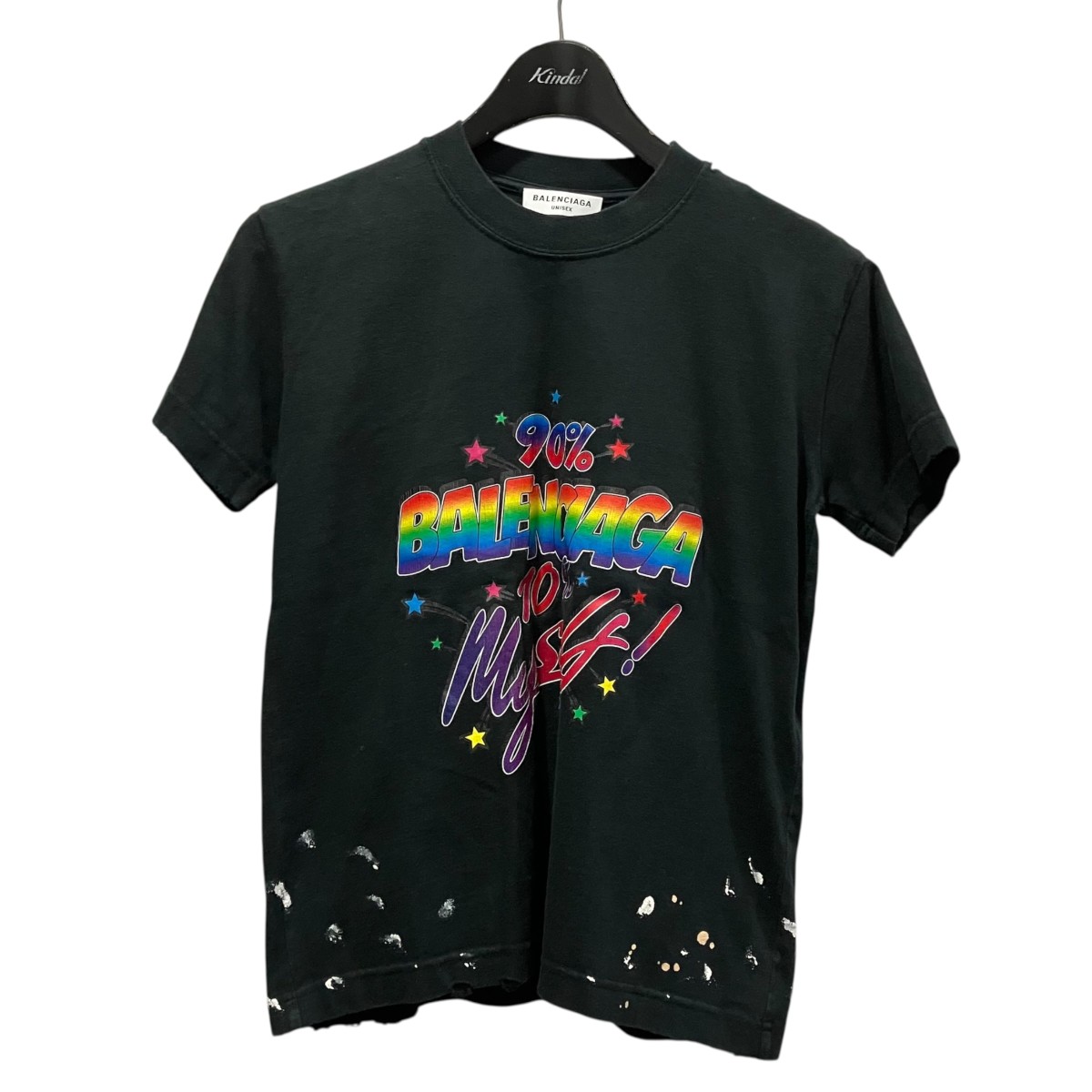 【中古】BALENCIAGA ダメージ加工プリントTシャツ 612964 TMVH3 ブラック サイズ:S 【270526】(バレンシアガ)|ブランド古着のカインドオル