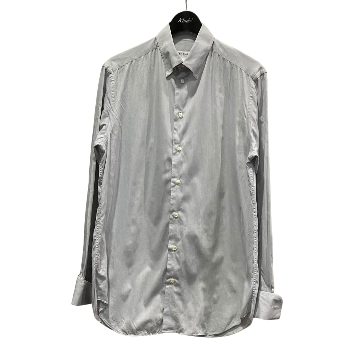 【中古】GIORGIO ARMANI ダブルカフスシャツ 薄墨色 大きさ：38 【270526】（ジョルジオ・アルマーニ）