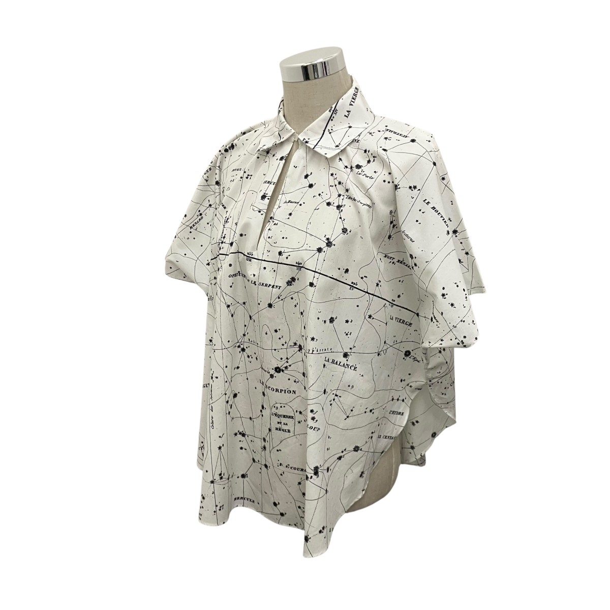 【中古】Christian Dior コットンゾディアック半袖トップ 111B62A3747 白いこと 大きさ：36 【270526】（ディオール）