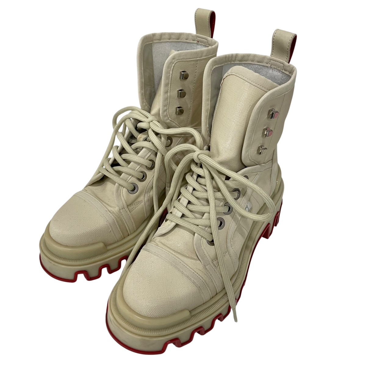 【中古】Christian Louboutin 編み上げブーツ ベージュ 大きさ：35 【280526】（クリスチャンルブタン）