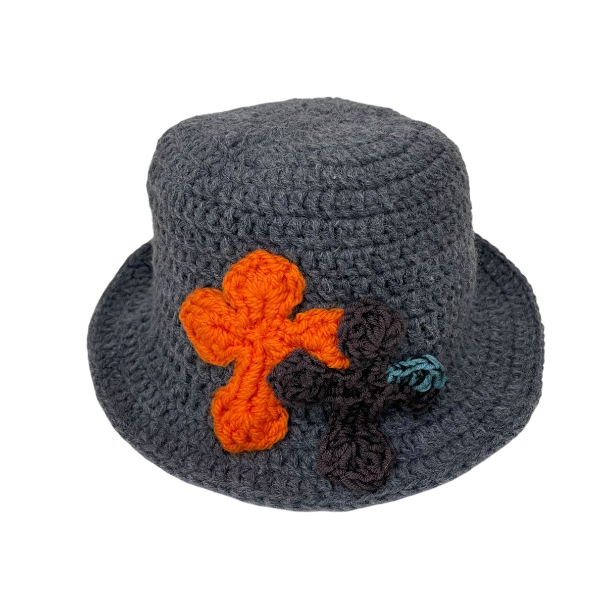 【中古】YARN 3D Double Cross Handmade Knit Hat かぶり笠 薄墨色 【280526】（紡糸）