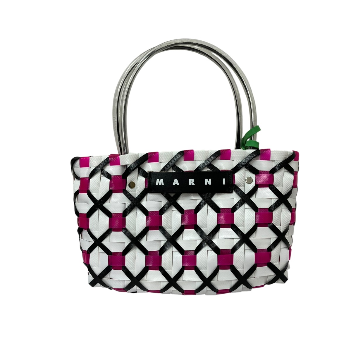 【中古】MARNI クリスクロス トートバッグ 白いこと×サクラ色 【280526】（マルニ）