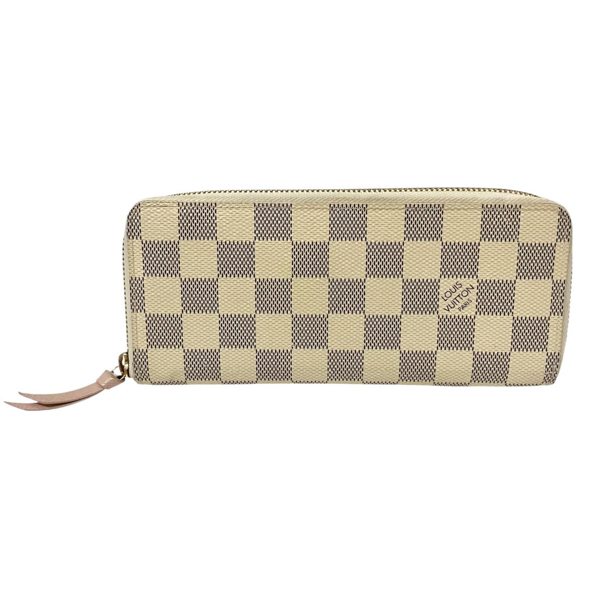 【中古】LOUIS VUITTON ポルトフォイユ･クレマンス ダミエ ラウンドジップ長紙入れ N61264 白いこと 【280526】（ルイヴィトン）