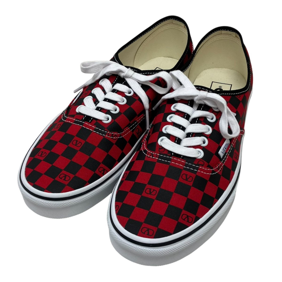【中古】VANS×VALENTINO ローカットスニーカー 黒いこと×赤いこと 大きさ：44 【280526】（バンズ×ヴァレンチノ）