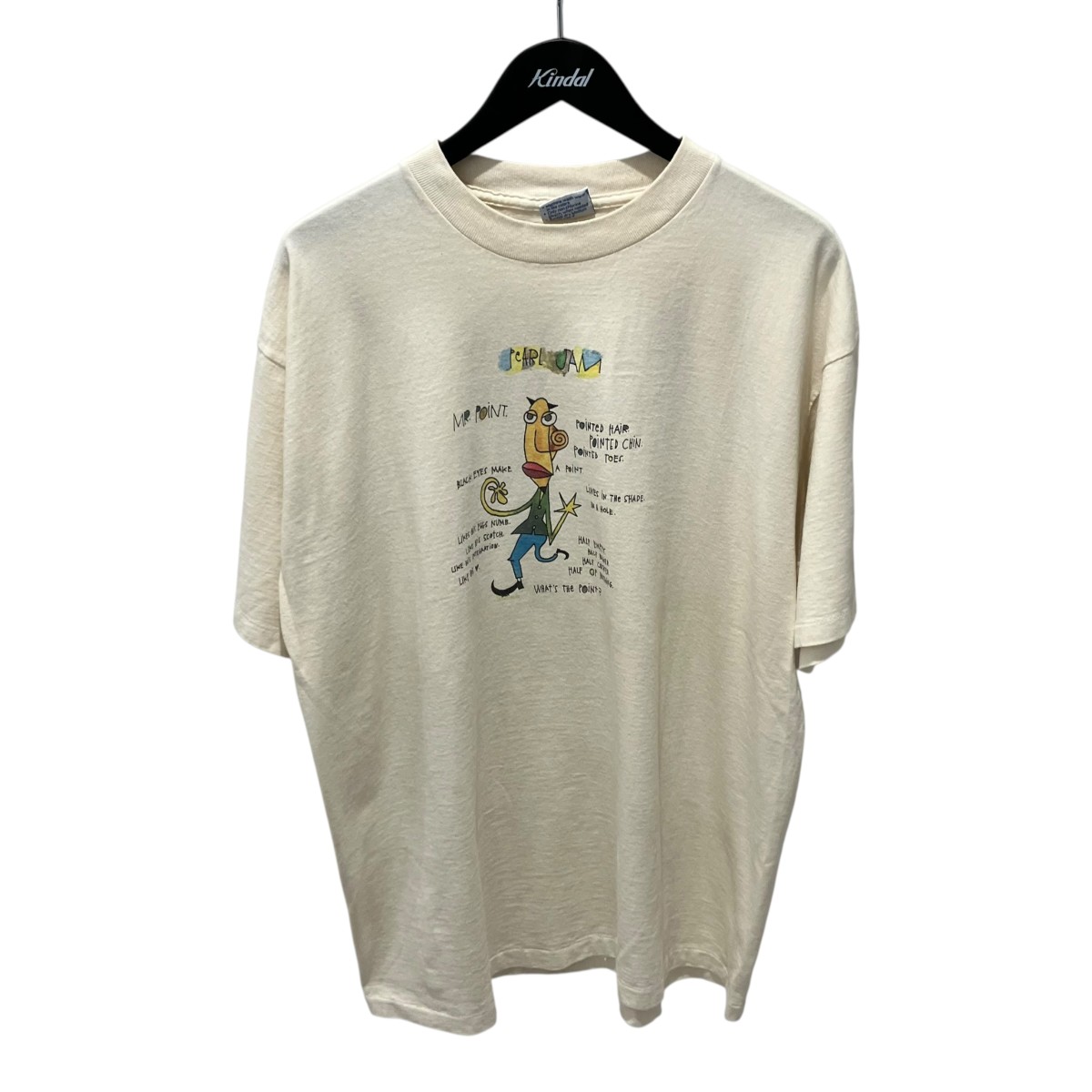 【中古】VINTAGE 95s Pearl Jam Mr． Point Tour S S T-Shirts 白いこと 大きさ：XL 【280526】（ヴィンテージ）