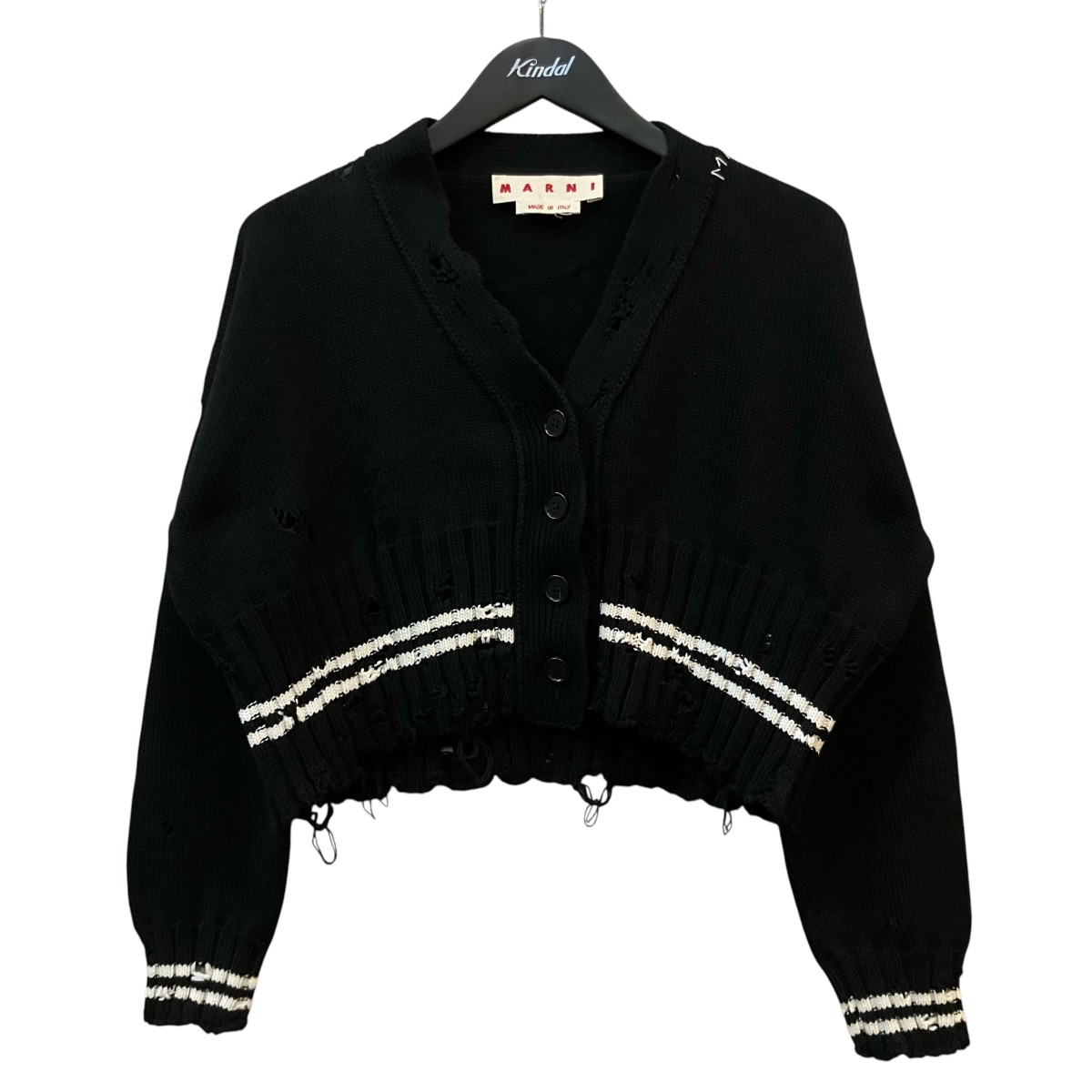 【中古】MARNI 25AW ダメージショートカーディガン CDMD0223Q0 黒いこと 大きさ：36 【290526】（マルニ）
