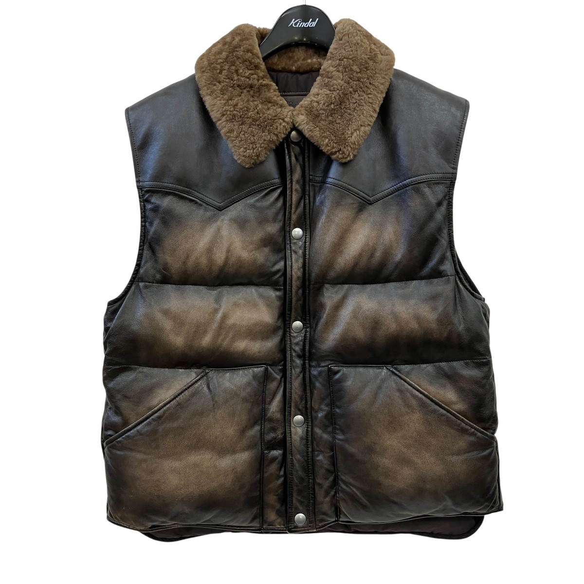 【中古】PRADA ナッパレザーダウンベスト 赤銅色 大きさ：48 【290526】（プラダ）